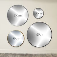 Round Silver Wall Mirror 80cm x 80cm - Silver