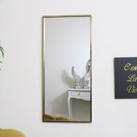 Gold Framed Rectangle Wall Mirror 80cm x 37cm - Gold
