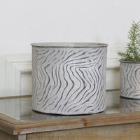Large Zebra Print Plant Pot - Grey