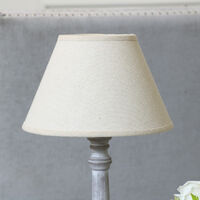 Rustic Grey Washed Table Lamp With Round Neutral Shade