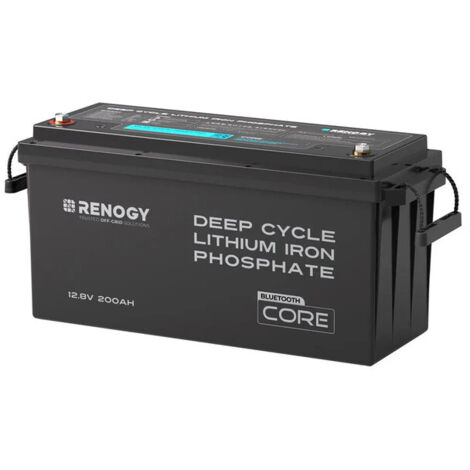 Batería de Litio Renogy 12V 200Ah Core Mini – Batería de Ciclo Profundo LiFePO4 de Tamaño Compacto para Autocaravanas, Barcos y Energía Solar