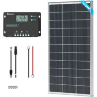 Kit Solar Premium Renogy Off-Grid 100W 12V - Panel Monocristalino + Regulador MPPT Rover 20A (Negro)
