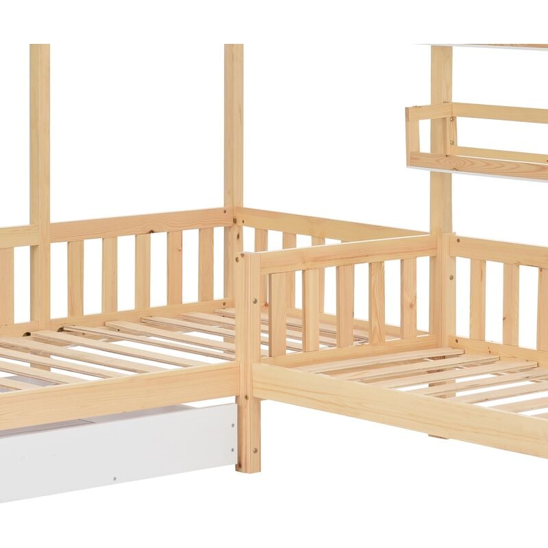 Letto per bambini letto da casa 90x200 cm con recinzione, robuste reti a  doghe in pino