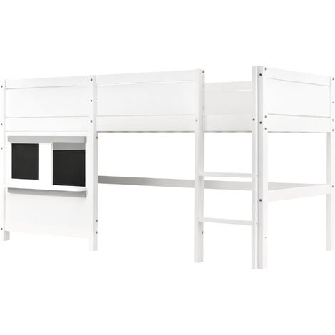 Letto per bambini 90x200 da gioco Letto a castello con due pannelli pronti per i graffiti, bianco