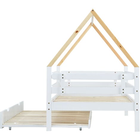 Letto Bambini 90x200 Cm Con Libreria E Cassetti: In Pino, Bianco, Con Lavagna E Rete A Doghe - Foto 5