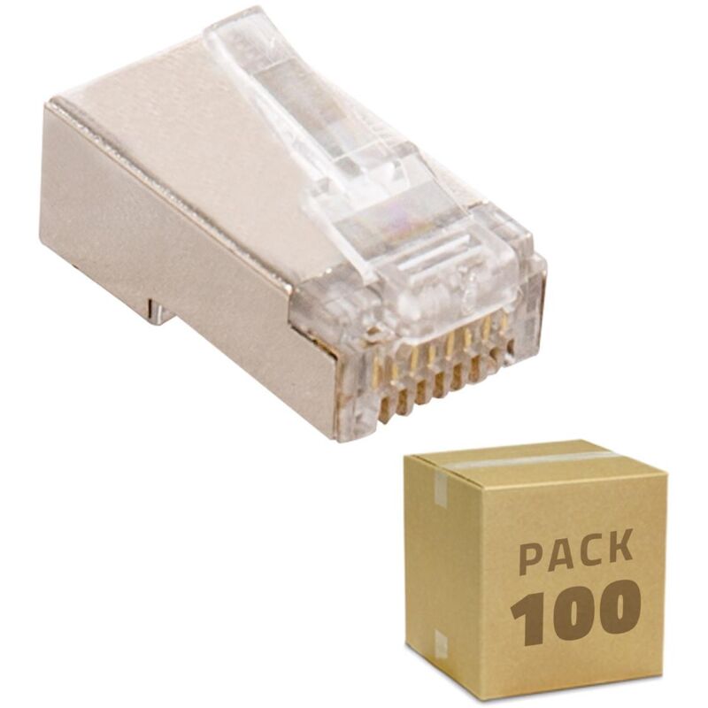 100 conectores para crimpar CAT6 FTP - Blindado