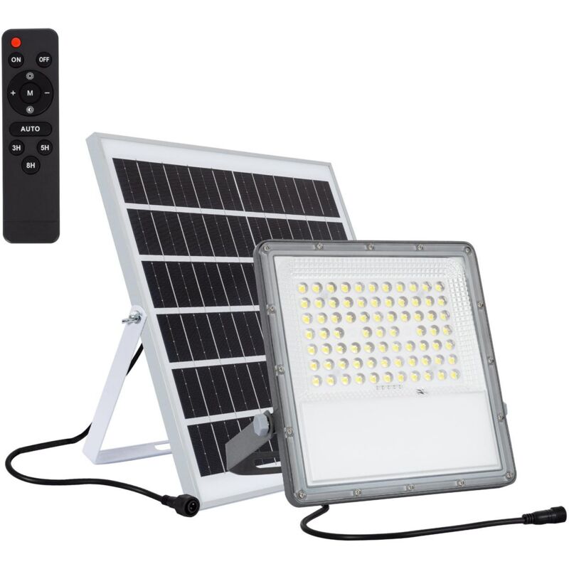 Foco proyector solar de 10.000Lm con placa con mando a distancia regulable  IP65