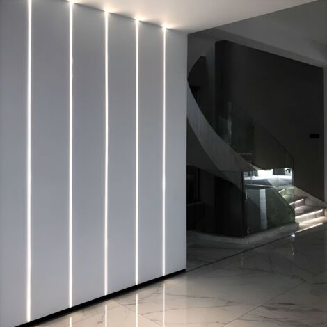 Perfil de Aluminio Empotrado en Escayola / Pladur 2m para Doble Tira LED  Tapa Negra