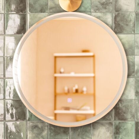  Espejo de baño, antivaho montado en la pared LED con