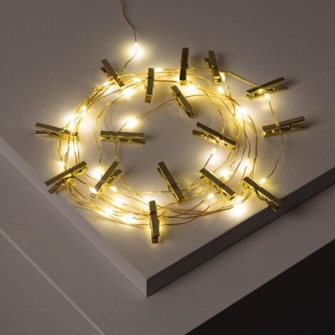 Guirnalda Alambre LED con Pinzas Doradas 3.5m Dorado