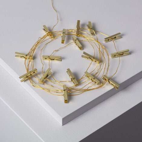 Guirnalda Alambre LED con Pinzas Doradas 3.5m Dorado