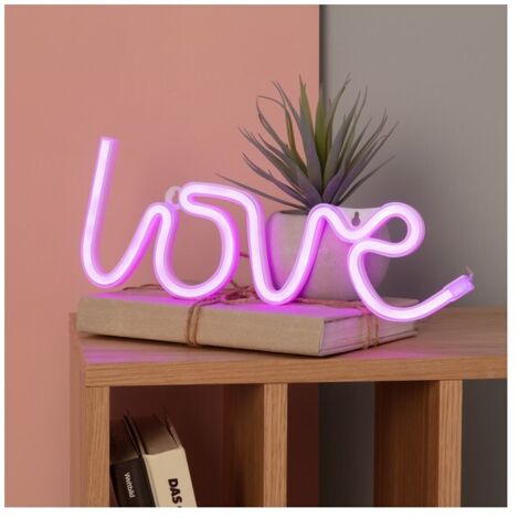Neón LED Love con Batería Rosa