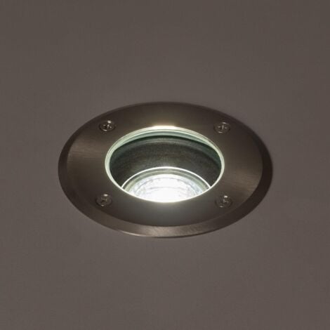 Foco Exterior Empotrable Suelo Circular Inox para GU10 Plateado