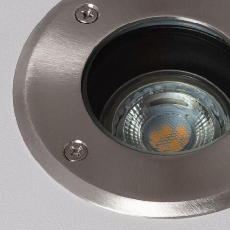 Foco Exterior Empotrable Suelo Circular Inox para GU10 Plateado