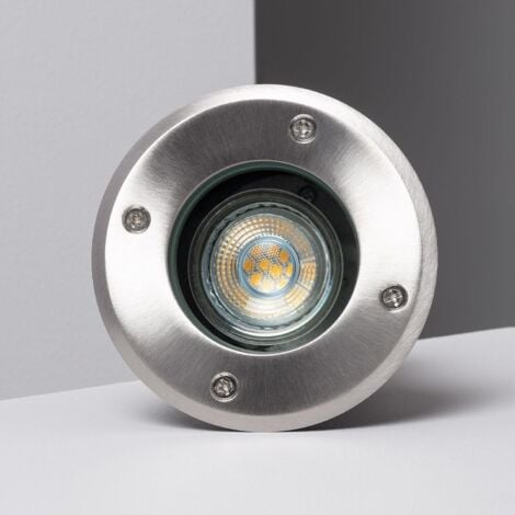 Foco Exterior Empotrable Suelo Circular Inox para GU10 Plateado