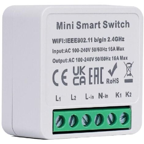 Mini interruptor inteligente WiFi, interruptores inteligentes pa el ,  Control remoto de 2 vías pa Tuya/ , 16A