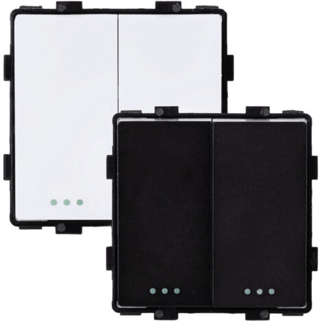 IluminaShop - Interruptor Pulsador Empotrable Doble Blanco Serie Modern (1/4)