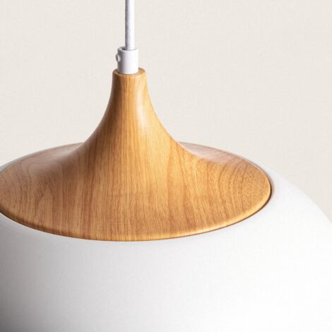 Lámpara Colgante Metal y Madera Serena Blanco