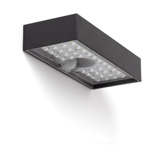 Aplique de Pared Exterior LED 6W con Sensor de Movimiento PIR Karl Solar Negro 3000K Blanco Cálido