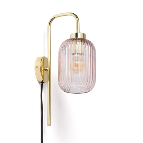 Lámpara de Pared Metal y Cristal Belino Rosa