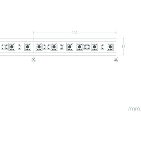 Tira LED 12V 8mm 24W 120Leds/m IP65