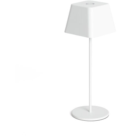 Lámpara de Mesa LED Portátil para Exterior Aluminio con Batería Recargable Willy Blanco