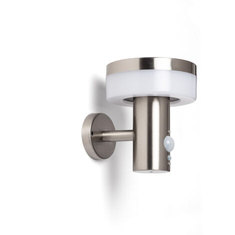Aplique de Pared Exterior Solar LED 1,5W Acero Inoxidable con Sensor de Movimiento Ashier Plateado