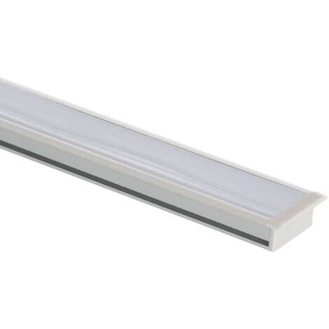 Perfil Aluminio Pisable Suelo para Tiras LED hasta 12 mm Aluminio 2 m Blanco traslúcido