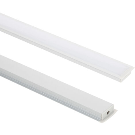 Perfil Aluminio Empotrable para Tira LED hasta 18 mm con Tapa Continua Aluminio 2 m Blanco traslúcido