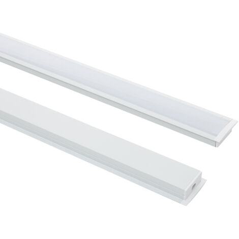 Perfil Aluminio Empotrable para Tira LED hasta 18 mm con Tapa Continua Blanco 2 m Blanco traslúcido