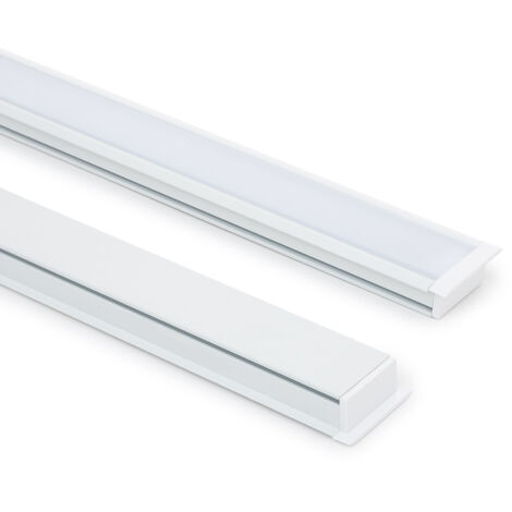 Perfil Aluminio Pisable Suelo para Tiras LED hasta 12 mm Blanco 2 m Blanco traslúcido