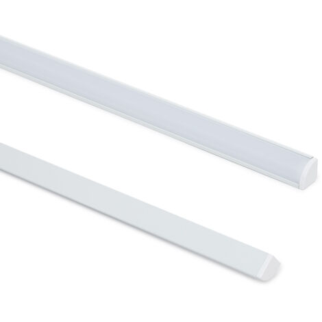 Perfil Aluminio Esquina Tapa Circular 2m para Tira LED hasta 5 mm Blanco 2 m Semi-transparente