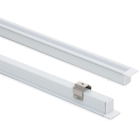 Perfil Aluminio Empotrable 2m para Tira LED hasta 6 mm Blanco 2 m Blanco traslúcido