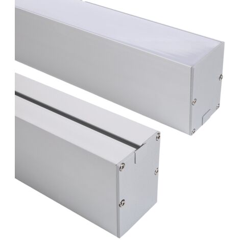 Perfil Aluminio Colgante para Tira LED hasta 22 mm con Tapa Continua Aluminio 2 m Blanco traslúcido