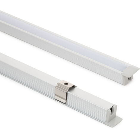Perfil Aluminio Empotrable con inclinación 30º 2m para Tira LED hasta 6 mm Aluminio 2 m Blanco traslúcido