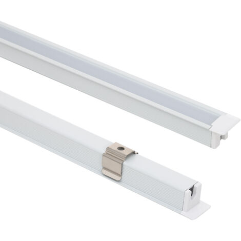Perfil Aluminio Empotrable con inclinación 30º 2m para Tira LED hasta 6 mm Blanco 2 m Blanco traslúcido