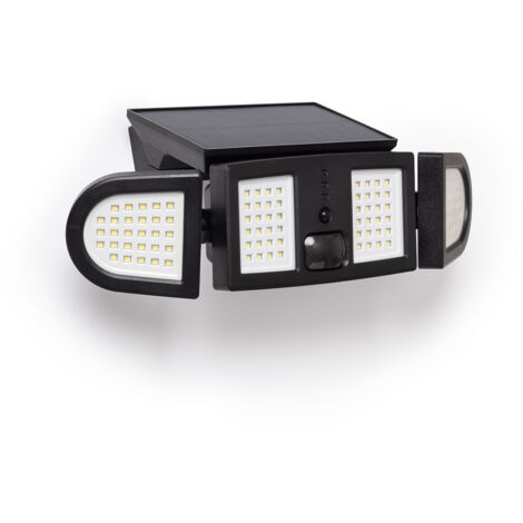 Foco Proyector LED Solar 5W IP65 con Sensor de Movimiento PIR y Crepuscular 6000K - 6500K Sí Negro Blanco Frío
