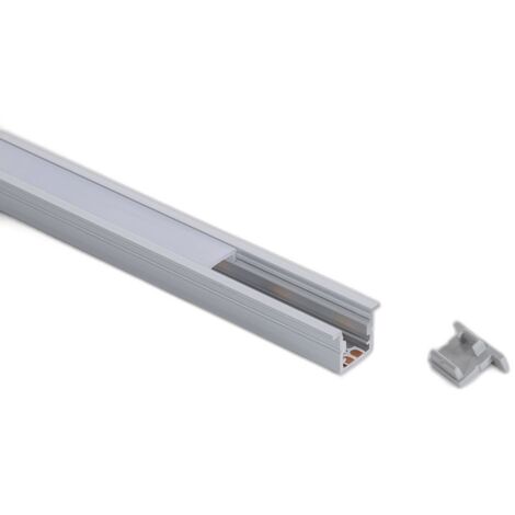 Perfil Aluminio Empotrable Estrecho para Tiras LED hasta 6 mm con Tapa Continua Aluminio 2 m Blanco traslúcido
