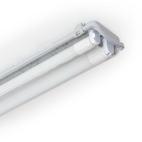 Pantalla Estanca 150cm IP65 con dos Tubos LED Cristal 22W 140lm/W 6000K Blanco Frío