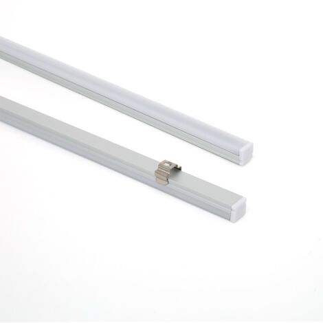 Perfil Aluminio Superficie 2m para Tira LED hasta 6 mm Aluminio 2 m Blanco traslúcido
