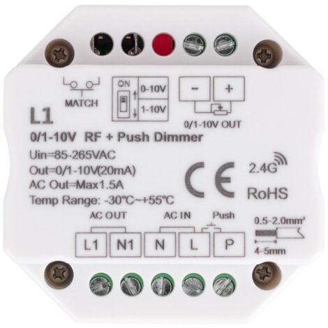 Regulador LED 0/1-10V RF/Pulsador Blanco