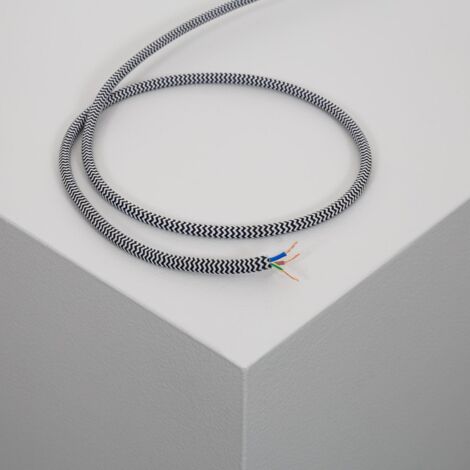 Cable Textil Eléctrico Blanco y Negro 2 m