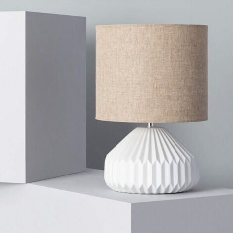 Lámpara de Mesa Porcelana y Tela Monduver Blanco
