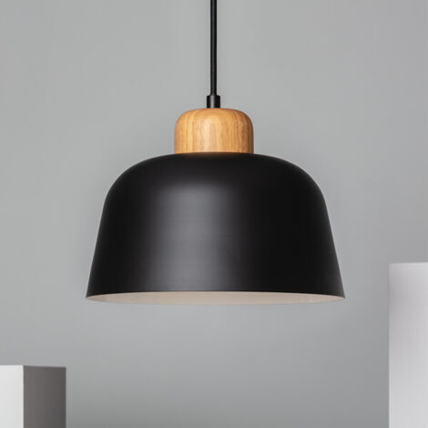 Lámpara Colgante Metal y Madera Wawak Negro