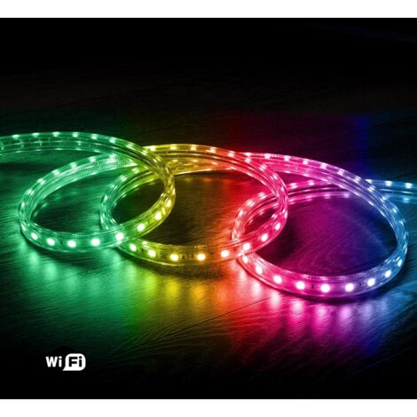 Tira LED RGB 220V SMD 60 LED/m 10W/m Ancho 16mm Corte 100cm IP65 Control WiFi 4 m (1/4)