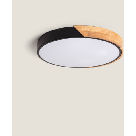 Plafón LED 24W Circular Madera Ø418 mm CCT Seleccionable Semi-Dari Negro
