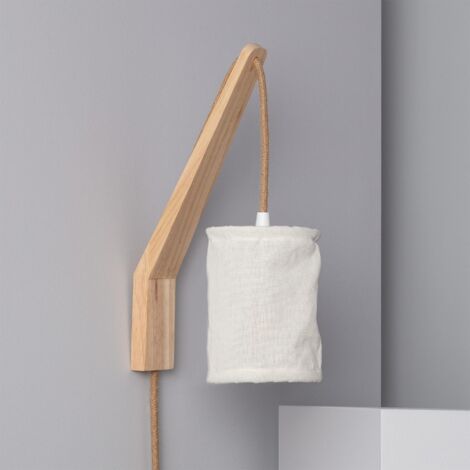 Lámpara de Pared de Madera y Tela Kanzu  Natural