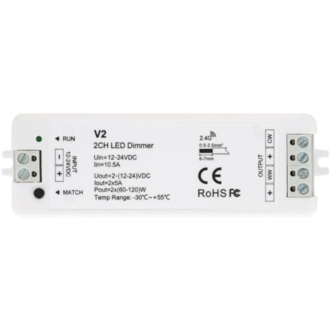 Controlador mini 12/24Vdc para tira LED CCT con mando IR