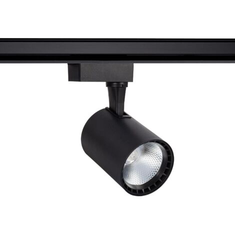 Foco Carril LED Monofásico 20W Bron Negro 4000K Blanco Neutro