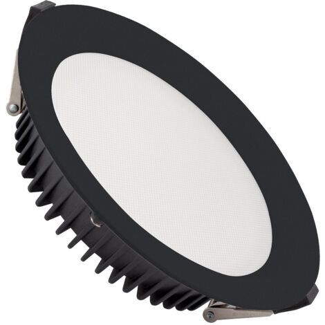 Downlight LED 30W Circular Aero 130 lm/W Microprismático LIFUD Corte Ø 200 mm Negro 3000K Blanco Cálido